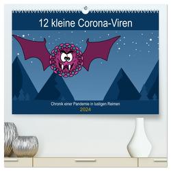 12 kleine Corona-Viren (hochwertiger Premium Wandkalender 2024 DIN A2 quer), Kunstdruck in Hochglanz von Art,  Ravienne