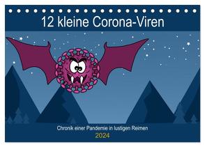 12 kleine Corona-Viren (Tischkalender 2024 DIN A5 quer), CALVENDO Monatskalender von Art,  Ravienne