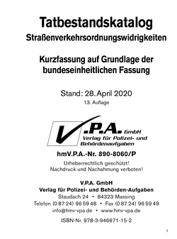 13 . Ergänzungslieferung zum Bundeseinheitlichen Tatbestandskatalog – Polizeifassung von V.P.A. GmbH