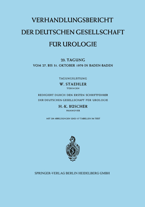 23. Tagung vom 27. bis 31. Oktober 1970 in Baden-Baden von Büscher,  H., Staehler,  W.