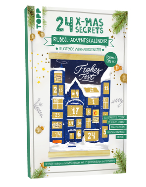 24 X-MAS SECRETS – Rubbel-Adventskalender – Leuchtende Weihnachtsfenster von Beck,  Silvano, frechverlag