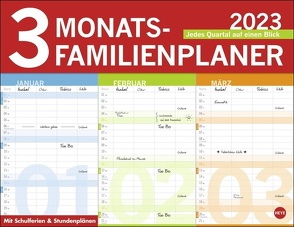 3-Monats-Familienplaner 2023. Familienkalender mit 3 Monats-Übersicht. Praktischer Familien-Wandkalender mit viel Platz zum Eintragen. 44×34 cm von Heye