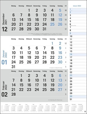 3-Monats-Planer, blau Kalender 2022 von Heye