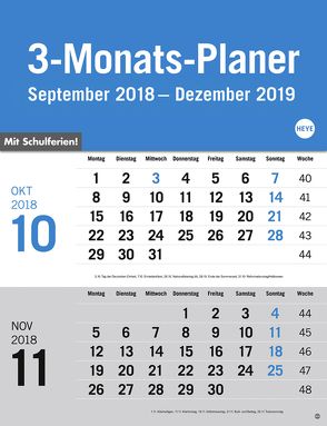 3-Monats-Planer, grau – Kalender 2019 von Heye