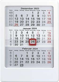 3-Monats-Tischaufsteller 2024 weiß – Tisch-Kalender 12×16 cm – Büro-Kalender – mit Datumsschieber – Alpha Edition