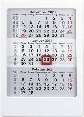 3-Monats-Tischaufsteller 2024 weiß – Tisch-Kalender 12×16 cm – Büro-Kalender – mit Datumsschieber – Alpha Edition