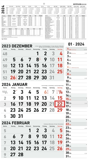 3-Monatskalender Kombi 2024 33×58,8