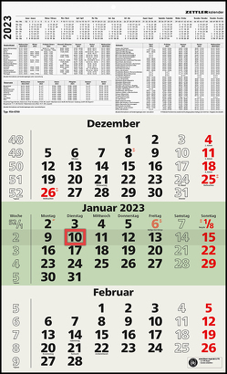 3-Monatskalender Recycling 2023 – 29,7×48,8 cm – mit Kopftafel und Datumsschieber – Blauer Engel – Mehrmonatsplaner – 956-0700