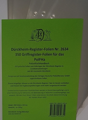 350 DürckheimRegister®-FOLIEN für das PolFHa (VDP) von Dürckheim,  Constantin von
