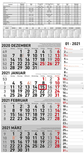 4-Monats-Kombiplaner GRAU 2021 – Büro-Planer – Planer-mit-Schieber – 4-Monate – 33×58,7