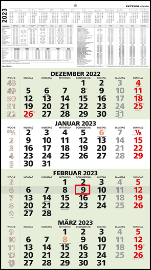 4-Monatskalender Recycling 2023 – 33×58,8 cm – mit Kopftafel und Datumsschieber – Blauer Engel – Mehrmonatsplaner – 959-0700