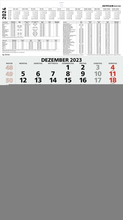 4-Monatskalender rot 2024 – 33×58,8 – mit Kopftafel – Datumsschieber- 959-0011-1