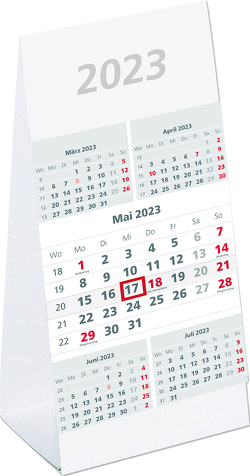 5-Monats-Aufstellkalender 2023 – 10,5×21 cm – 5 Monate auf 1 Seite – mit Kopftafel und Datumsschieber – Mehrmonatskalender – 982-0000