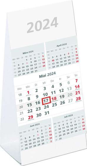 5-Monats-Aufstellkalender 2024 – 10,5×21 cm – 5 Monate auf 1 Seite – mit Kopftafel und Datumsschieber – Mehrmonatskalender – 982-0000