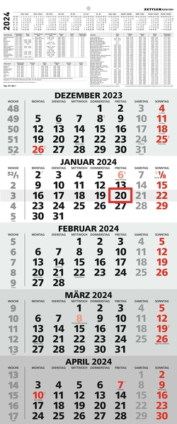 5-Monatskalender 2024 30×71,8