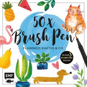 50 x Brush Pen – Flamingo, Kaktus und Co. von Kaltenecker,  Verena