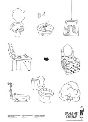 5er Set Plakat, „Darm mit Charme“, Toiletten aller Welt von Enders,  Giulia, Enders,  Jill