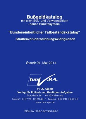 890-8060/P/K – Original-Bußgeldkatalog der Polizei, Stand 01. Mai 2014 von V.P.A. GmbH