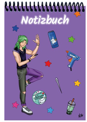 A 4 Notizblock Manga Quinn, lila, kariert von E&Z-Verlag GmbH