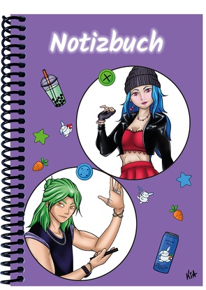 A 5 Notizbuch Manga Quinn und Enora, lila, liniert von E&Z-Verlag GmbH