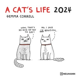 A Cat’s Life 2024 – Wand-Kalender – Broschüren-Kalender – 30×30 – 30×60 geöffnet – Katzen – Cartoon von Correll,  Gemma