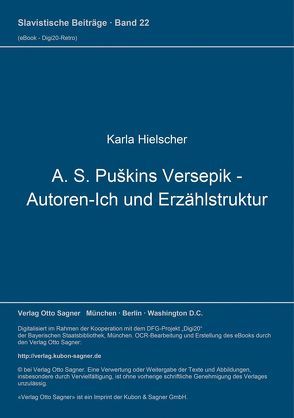 A. S. Puškins Versepik – Autoren-Ich und Erzählstruktur von Hielscher,  Karla