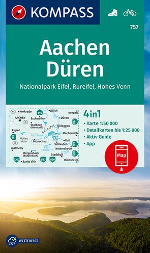 KOMPASS Wanderkarte 757 Aachen, Düren, Nationalpark Eifel, Rureifel, Hohes Venn 1:50.000 von KOMPASS-Karten GmbH