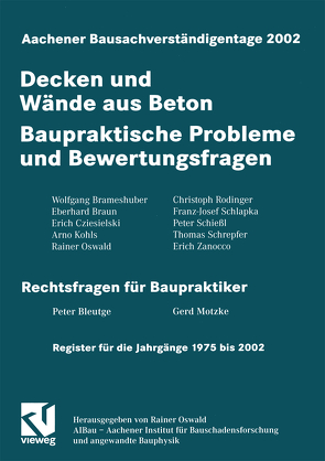 Aachener Bausachverständigentage 2002 von Oswald,  Rainer
