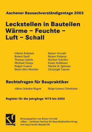 Aachener Bausachverständigentage 2003 von Oswald,  Rainer