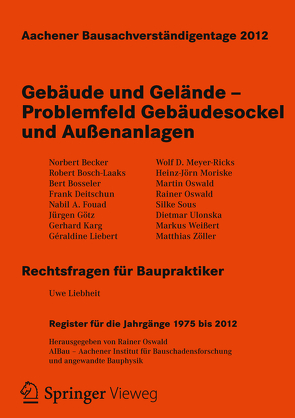 Aachener Bausachverständigentage 2012 von Oswald,  Rainer