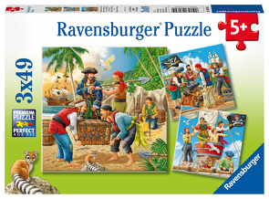 Ravensburger Kinderpuzzle – 08030 Abenteuer auf hoher See – Puzzle für Kinder ab 5 Jahren, mit 3×49 Teilen von Bayer Design