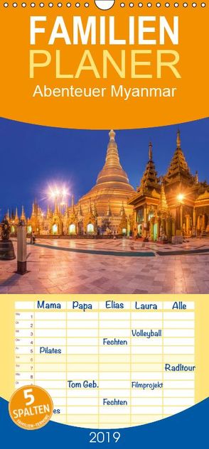 Abenteuer Myanmar – Familienplaner hoch (Wandkalender 2019 , 21 cm x 45 cm, hoch) von Claude Castor I 030mm-photography,  Jean