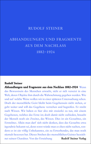 Abhandlungen und Fragmente aus dem Nachlass 1897–1925 von Hoffmann,  David Marc, Philippi,  Monika, Steiner,  Rudolf, Ziegler,  Renatus