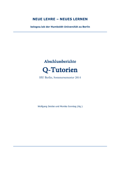 Abschlussberichte Q-Tutorien von Deicke,  Wolfgang, Sonntag,  Monika
