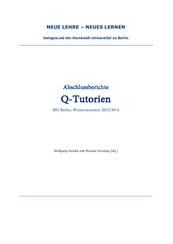 Abschlussberichte Q-Tutorien von Deicke,  Wolfgang, Sonntag,  Monika
