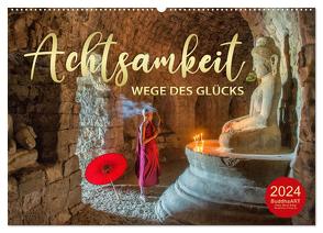 ACHTSAMKEIT – Wege des Glücks (Wandkalender 2024 DIN A2 quer), CALVENDO Monatskalender von VISUAL,  Globe