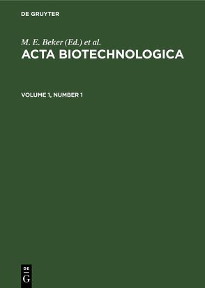 Acta Biotechnologica / Acta Biotechnologica. Volume 1, Number 1