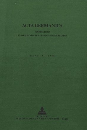 Acta Germanica. Bd. 18, 1985 von Köppe,  Walter