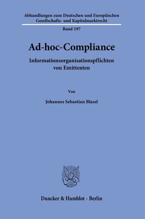 Ad-hoc-Compliance. von Blassl,  Johannes Sebastian