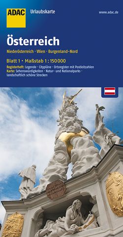 ADAC Urlaubskarte Österreich 01 Niederösterreich, Wien 1:150.000