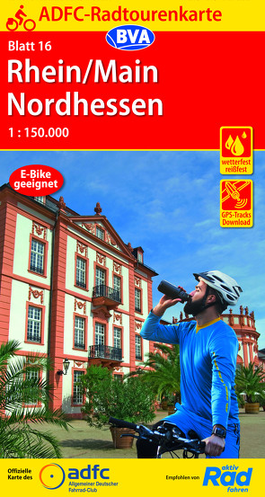 ADFC-Radtourenkarte 16 Rhein/Main Nordhessen 1:150.000, reiß- und wetterfest, E-Bike geeignet, GPS-Tracks Download