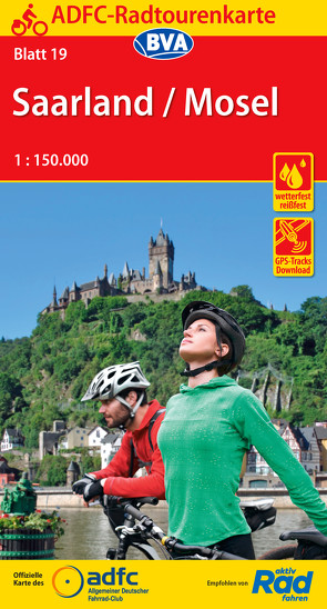 ADFC-Radtourenkarte 19 Saarland /Mosel 1:150.000, reiß- und wetterfest, E-Bike geeignet, GPS-Tracks Download