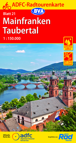 ADFC-Radtourenkarte 21 Mainfranken Taubertal 1:150.000, reiß- und wetterfest, GPS-Tracks Download