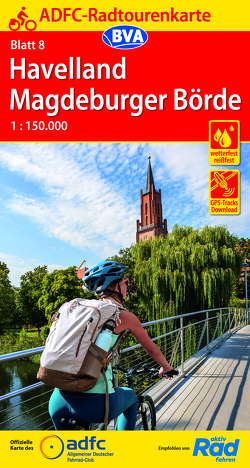 ADFC-Radtourenkarte 8 Havelland Magdeburger Börde 1:150.000, reiß- und wetterfest, E-Bike geeignet, GPS-Tracks Download