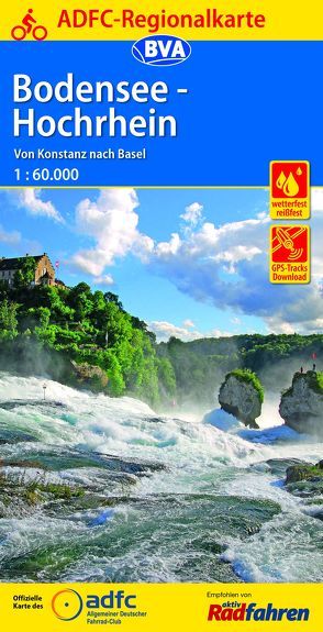 ADFC-Regionalkarte Bodensee-Hochrhein, 1:60.000, mit Tagestourenvorschlägen, reiß- und wetterfest, E-Bike-geeignet, GPS-Tracks Download