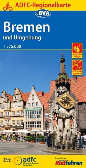 ADFC-Regionalkarte Bremen und Umgebung mit Tagestouren-Vorschlägen, 1:75.000, reiß- und wetterfest, GPS-Tracks Download
