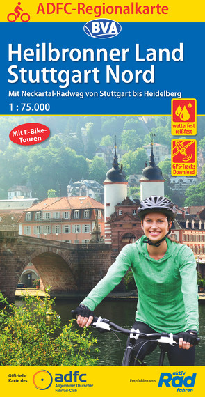 ADFC-Regionalkarte Heilbronner Land – Stuttgart Nord, 1:75.000, mit Tagestourenvorschlägen, reiß- und wetterfest, E-Bike-geeignet, GPS-Tracks Download