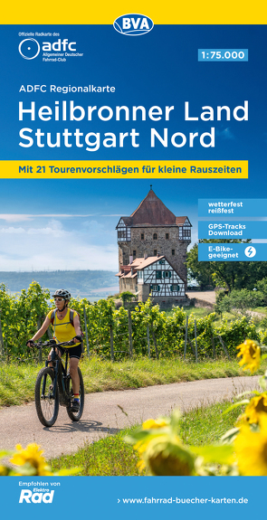 ADFC-Regionalkarte Heilbronner Land – Stuttgart Nord 1:75.000, reiß- und wetterfest, mit kostenlosem GPS-Download der Touren via BVA-website oder Karten-App