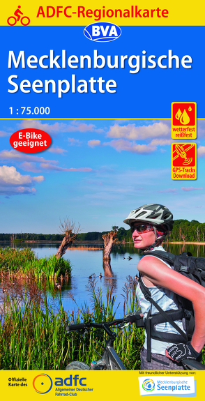 ADFC-Regionalkarte Mecklenburgische Seenplatte, 1:75.000, mit Tagestourenvorschlägen, reiß- und wetterfest, E-Bike-geeignet, mit Knotenpunkten, GPS-Tracks Download