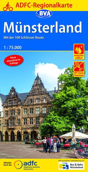 ADFC-Regionalkarte Münsterland mit Tagestouren-Vorschlägen, 1:75.000, reiß- und wetterfest, GPS-Tracks Download